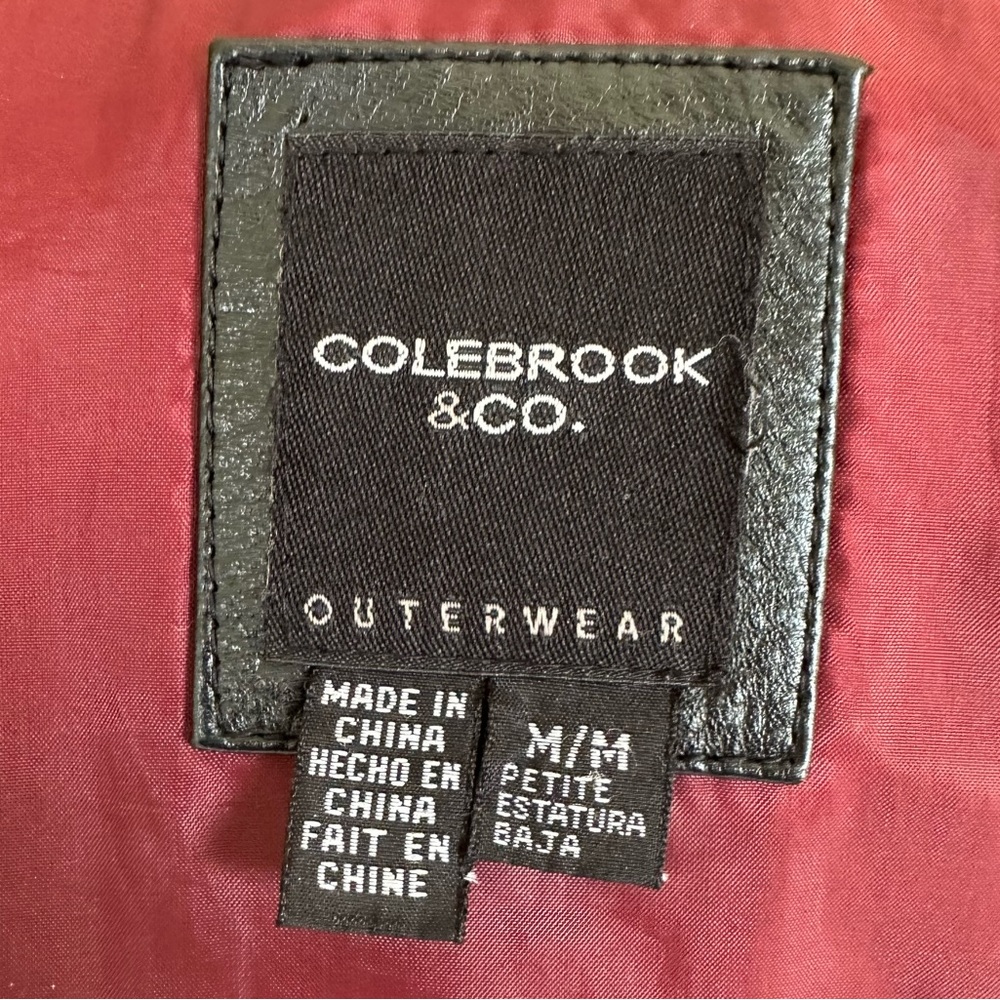 Vtg Colebrook & Co Black Leather Jacket Size Petite Medium - Picture 13 of 15